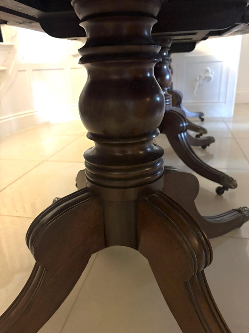 Antique Georgian Three Pillar Mahogany Extending Dining Table 16 Seater - Image 12